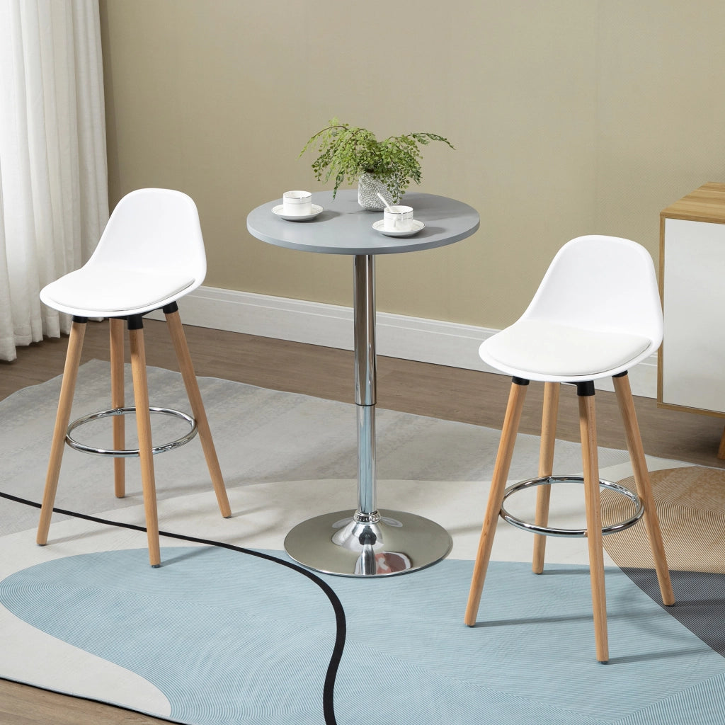 Set 2 Sgabelli da Bar con Schienale ¨C Minimal ¨C Legno e Plastica, Bianco