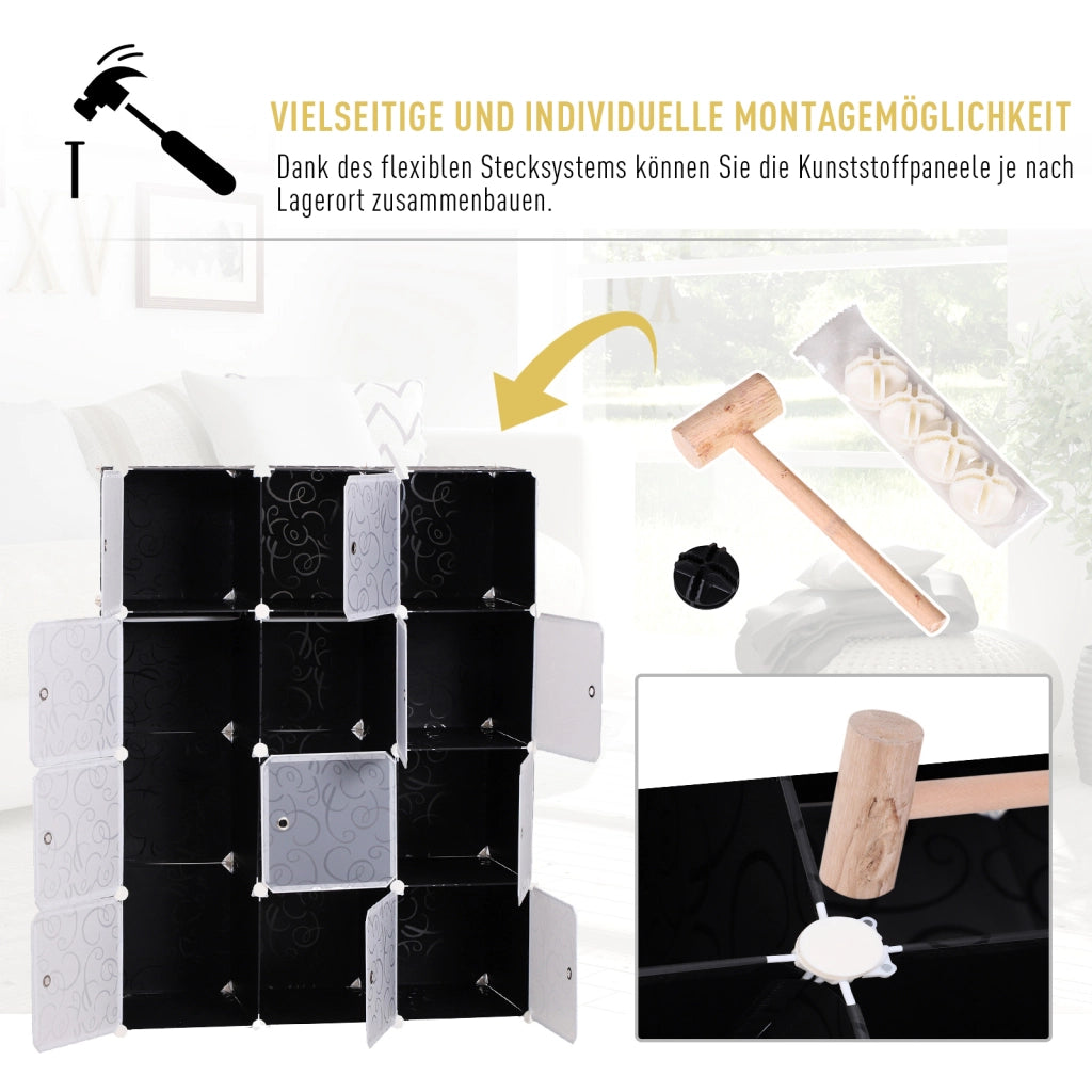 Armadio modulare DIY con ripiani e cassetti ¨C Xylo ¨C nero 111x47x145 cm