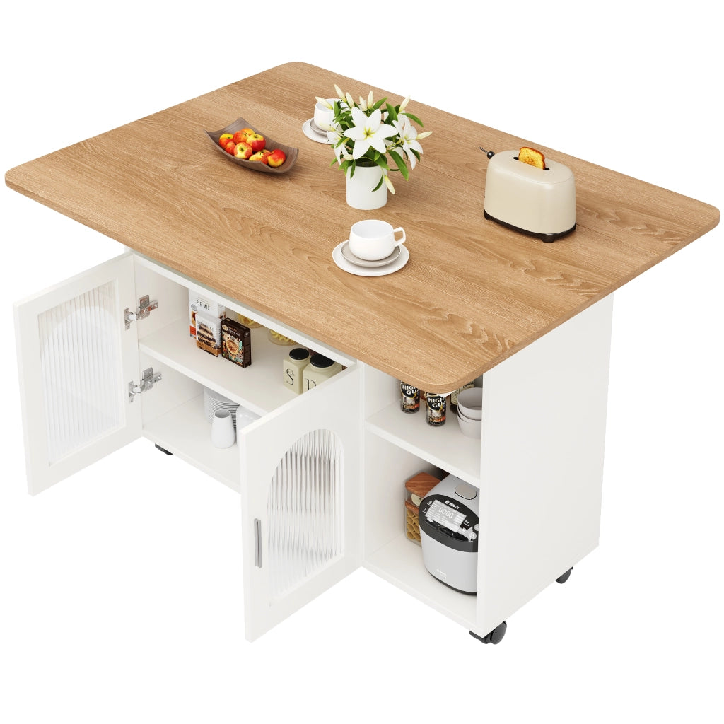 Isola Cucina Multifunzionale ¨C MINIMAL ¨C Bianco, Legno, con Ruote
