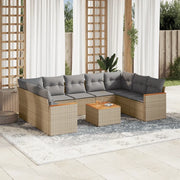 Set Divano da Giardino 10 pz con Cuscini Beige Misto Polyrattan 3226283