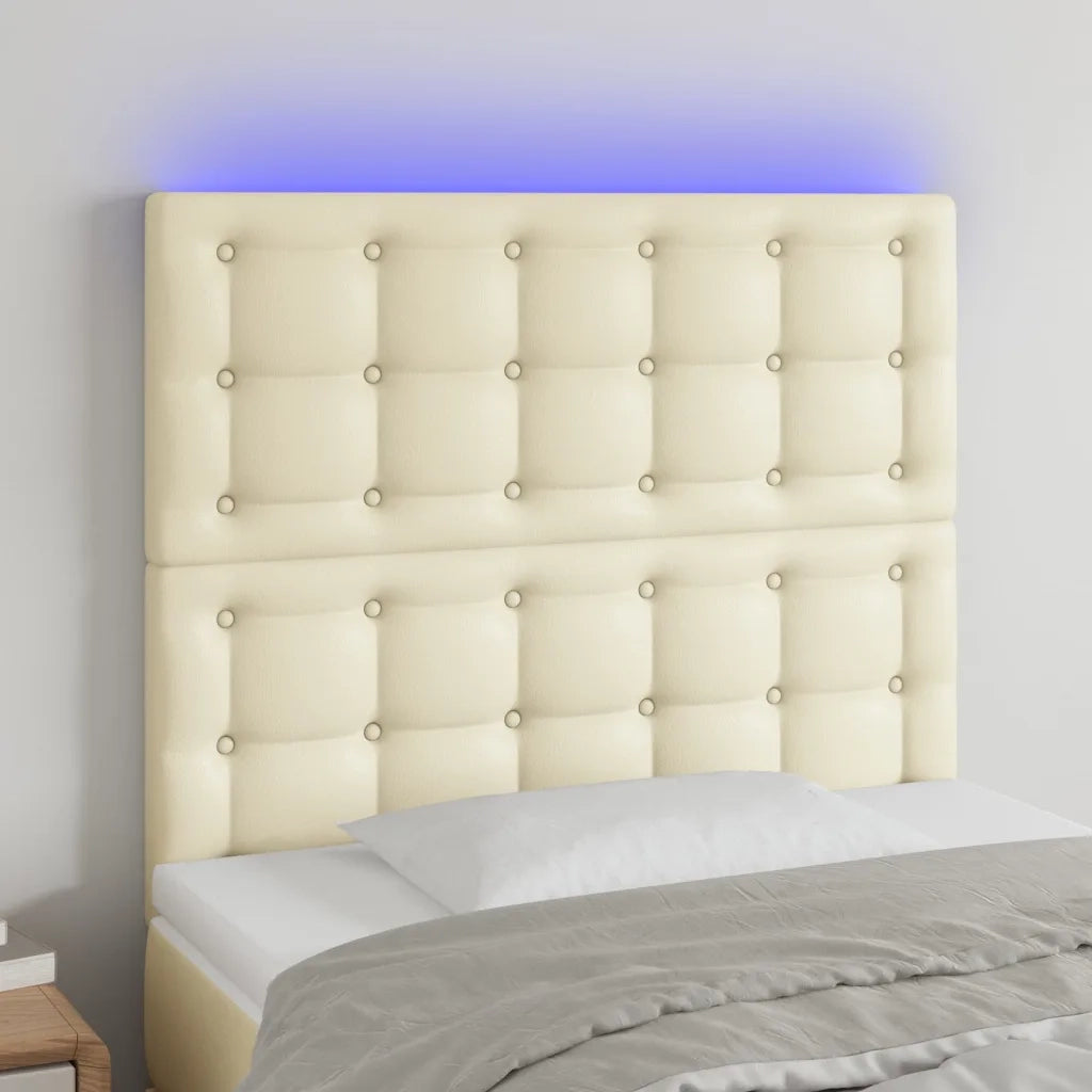 Testiera a LED Crema 80x5x118/128 cm in Similpelle 3122498