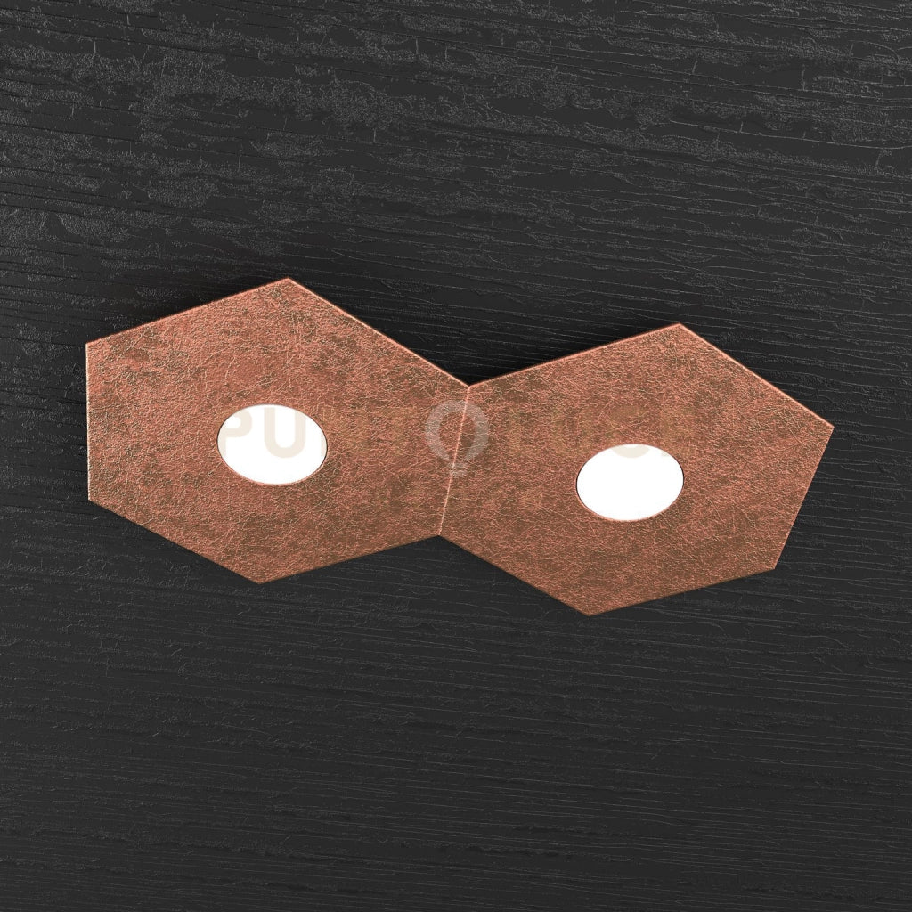 HEXAGON APPLIQUE-PLAFONIERA 2 LUCI FOGLIA RAME 1142-2L-FR