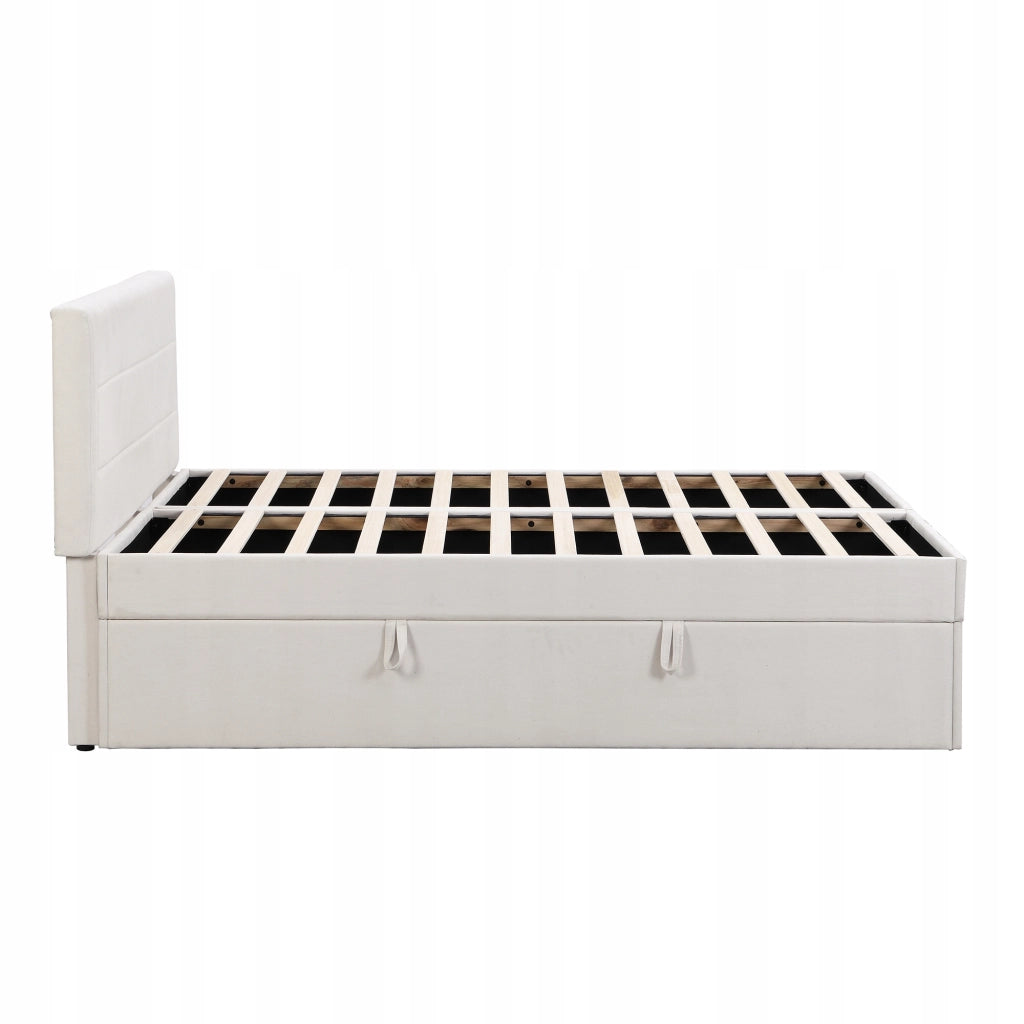 Letto imbottito - Xylo - 140x200 - Beige - Struttura in metallo