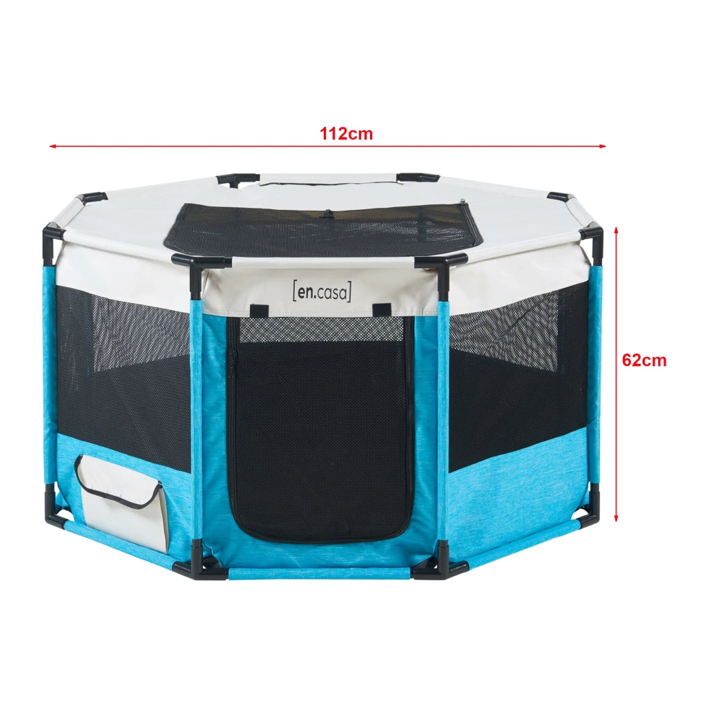 Box per cani 112 x 112 x 62 cm blu beige 03_0010233