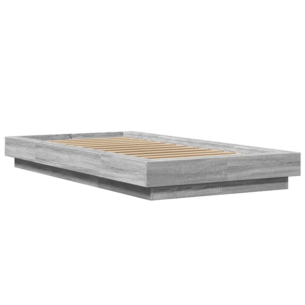 Letto singolo | Letto per adulti | Giroletto Grigio Sonoma 100x200 cm in Legno Multistrato