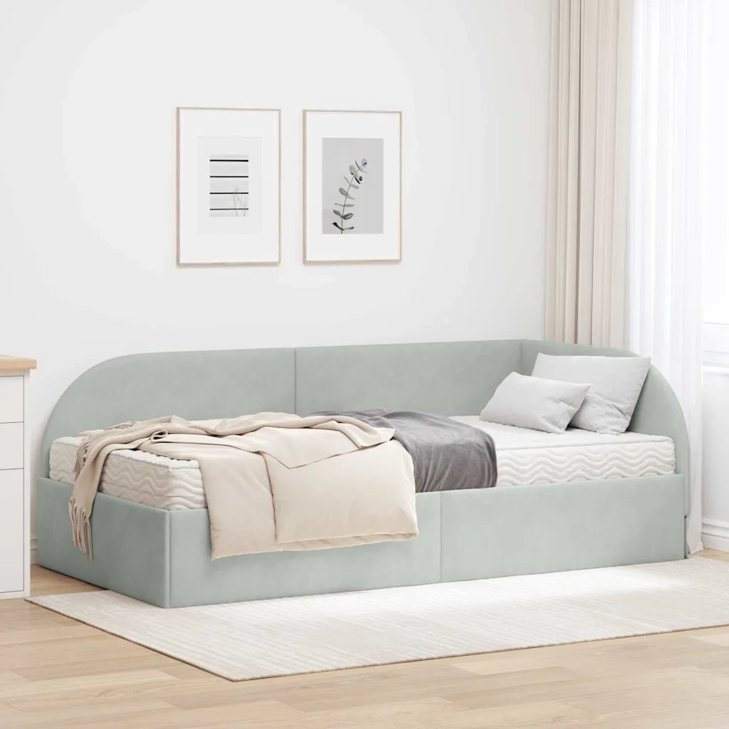 Struttura Letto Angolare con Materasso 2 pcs Grigio chiaro