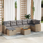 Set Divano da Giardino 8 pz con Cuscini Beige in Polyrattan 3325797