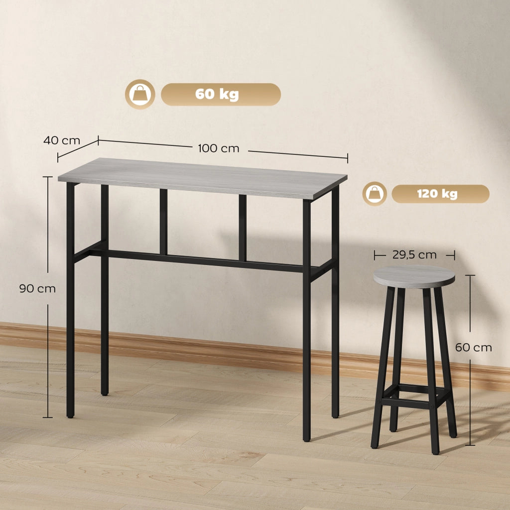 Set tavolo bar 6 pezzi ¨C Minimal ¨C grigio + nero