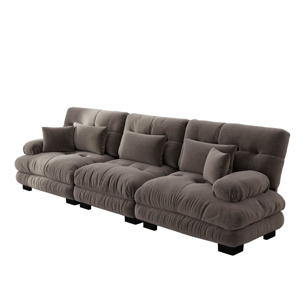 Divano Angolare 3 Posti con Chaise Longue ¨C Xylo ¨C Chenille Marrone