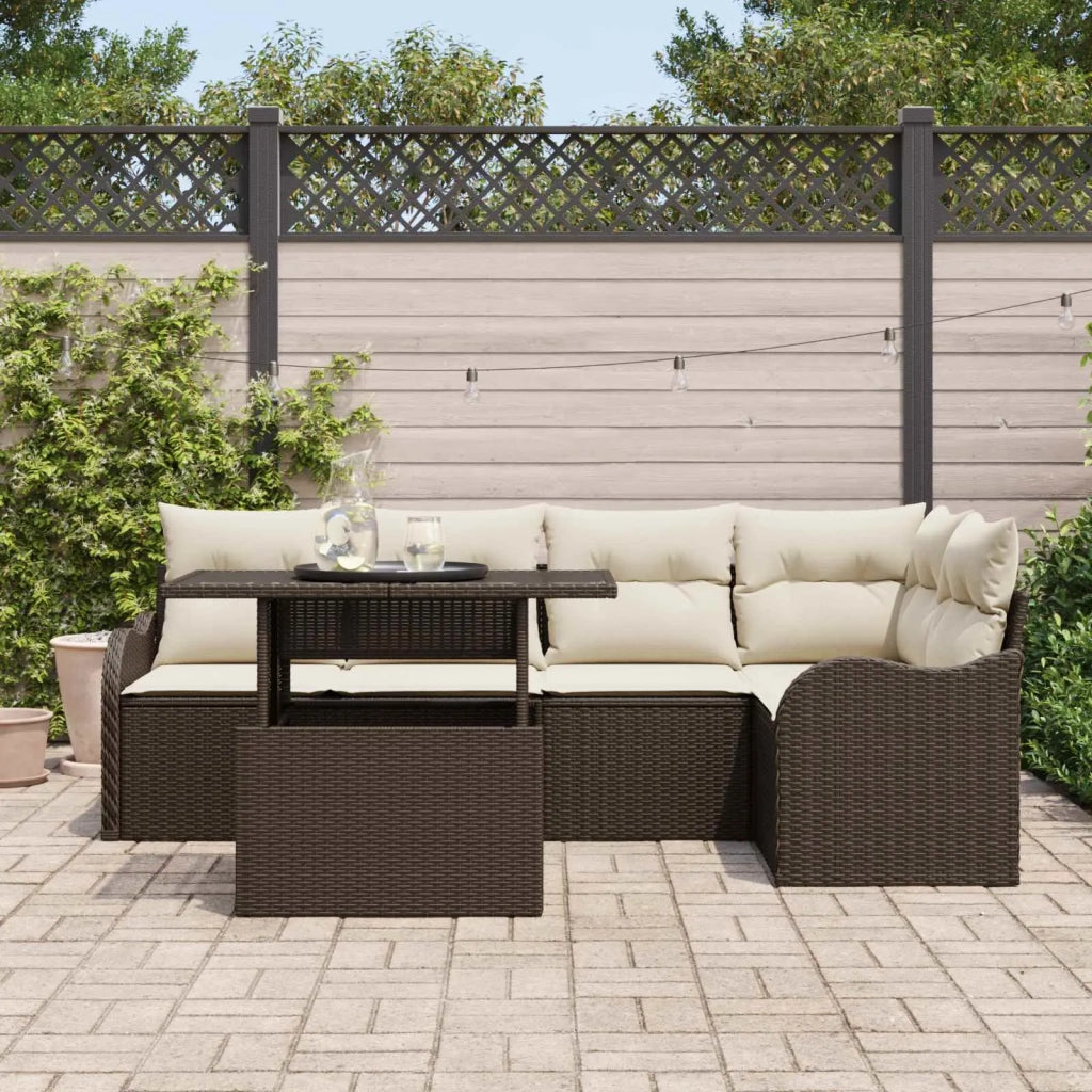 Set Divano da Giardino 6 pcs Marrone Rattan in Polipropilene 3357201