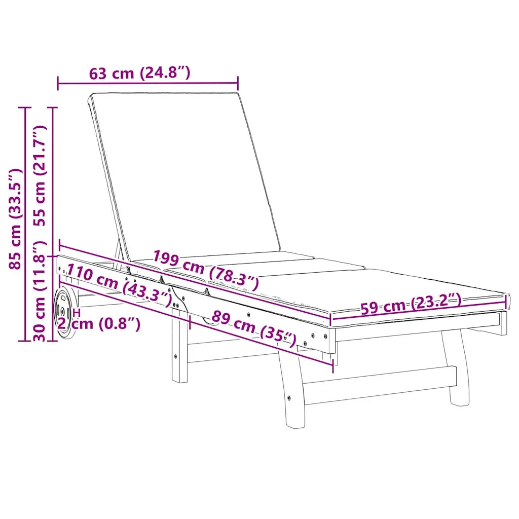 Lettino da sole 2 pcs Marrone Legno di Acacia Massello 3325196