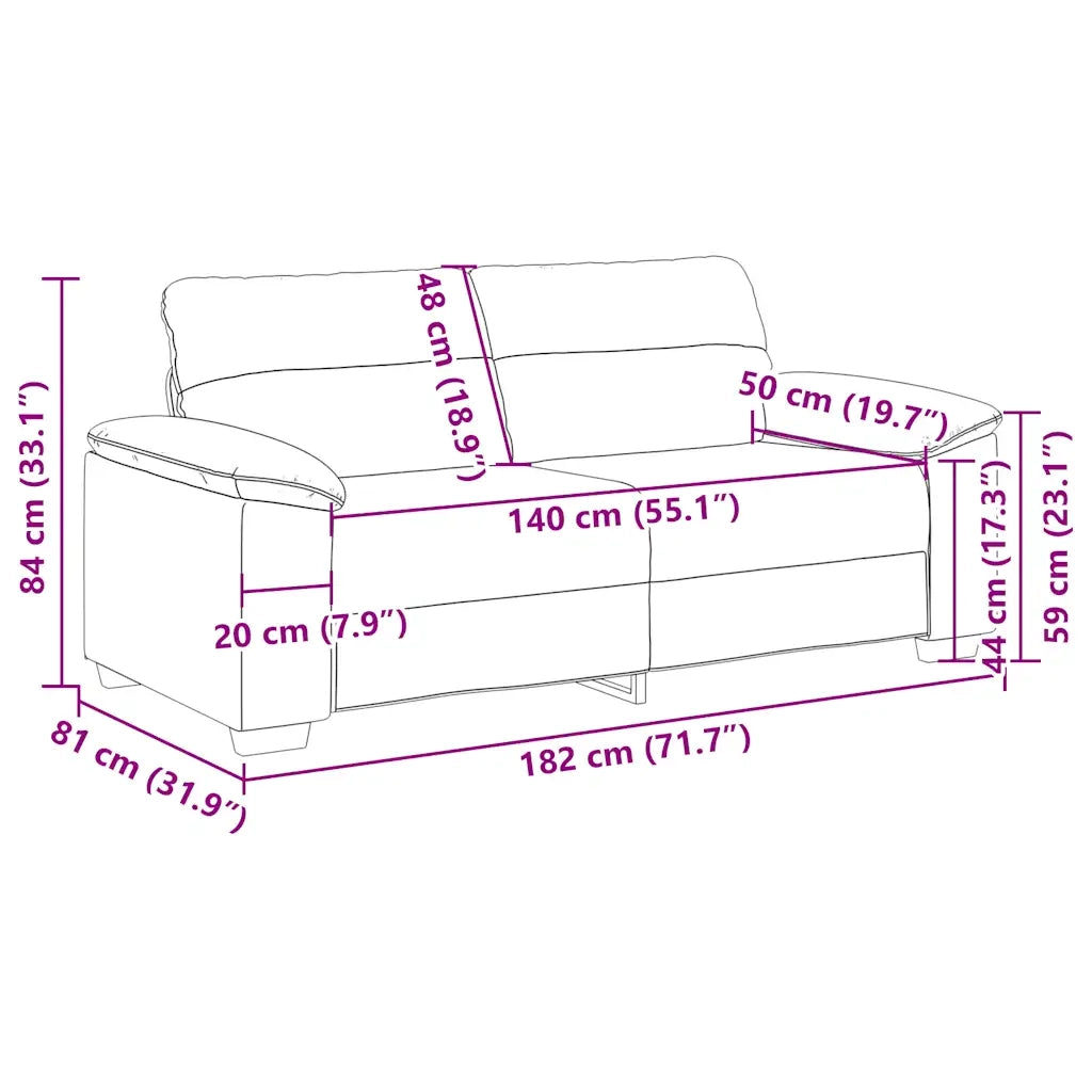 Divano a 2 Posti-Sofa 2 Posti Crema 140 cm in Tessuto 143891