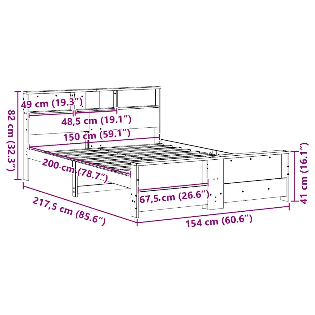 Struttura del letto-Giroletto Marrone 150 x 200 cm Legno multistrato