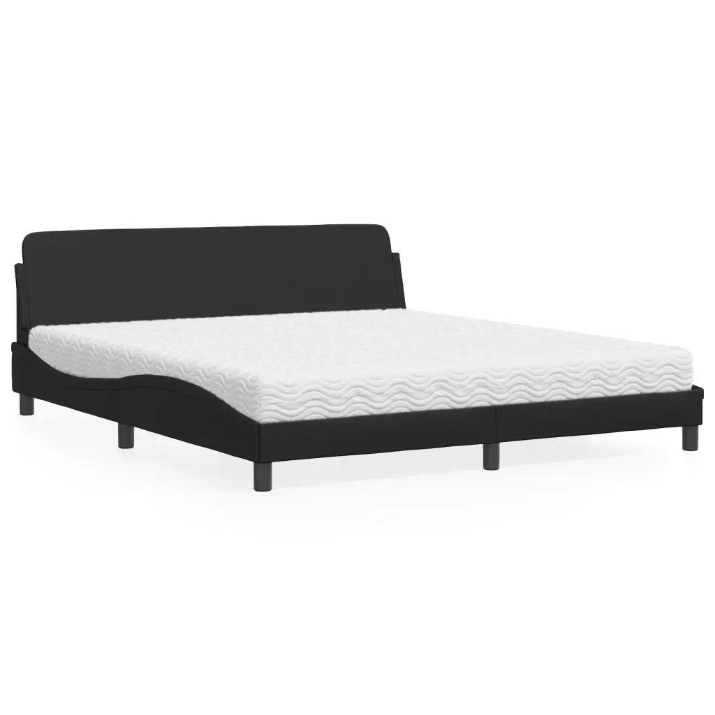 Letto con Materasso Dover Nero 180x200 cm in Similpelle