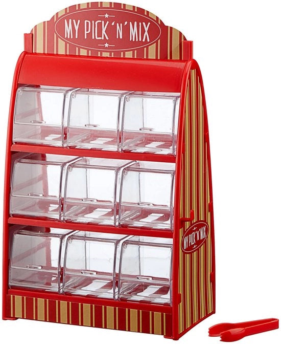 Dispensatore di Caramelle Retro - 9 Porte in Vetro - Inclusa Spunta - Macchina per Caramelle - Dimensioni 18 x 25 x 9,5 cm