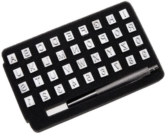 37 Stuks 6 mm Letter Stempeli per Pelle - Stampi di Alta Qualità per Artigianato in Pelle - Ideali per Progetti DIY - Adatti per Borse e Scarpe