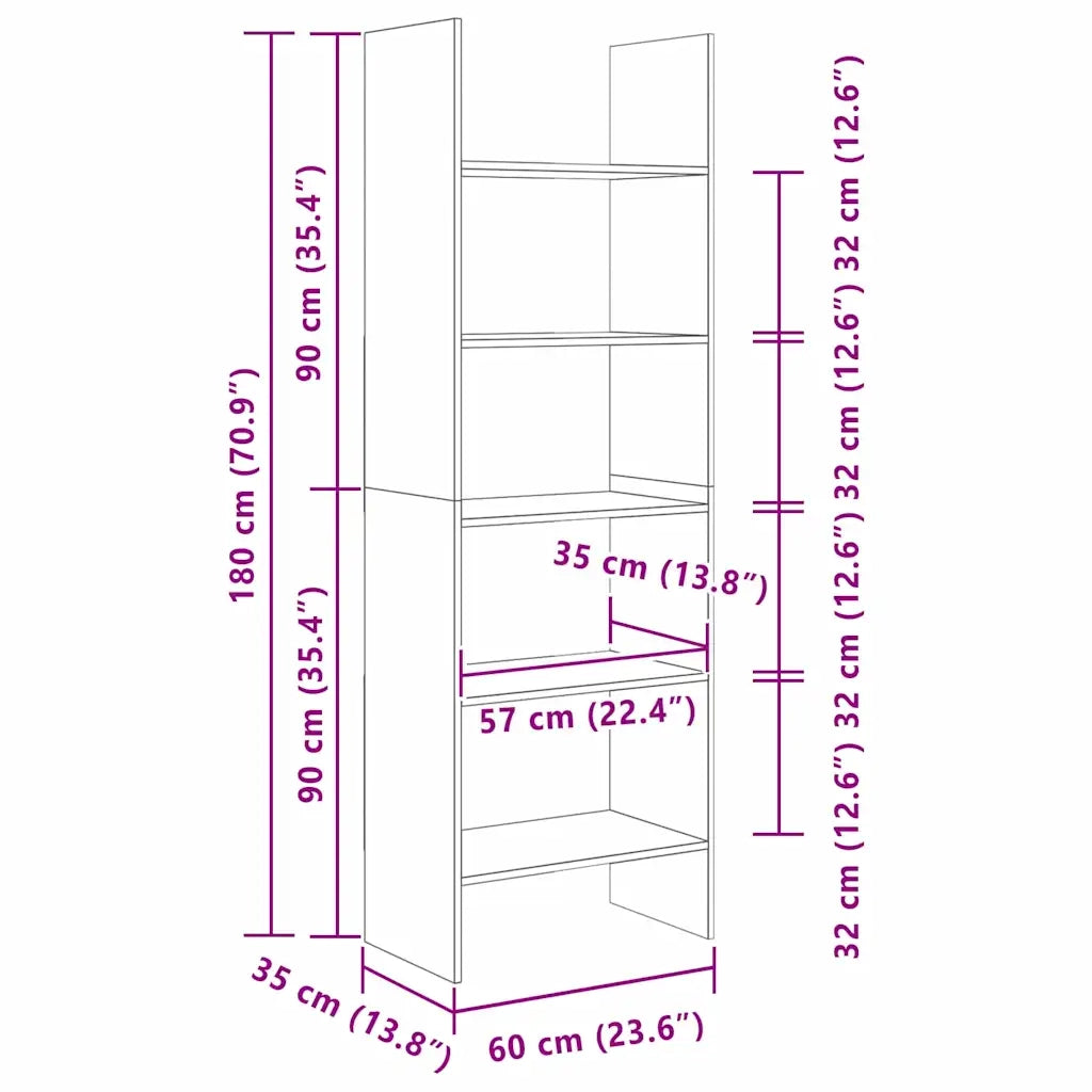 Armadio per Libri Legno vecchio 60 x 35 x 180 cm 875021