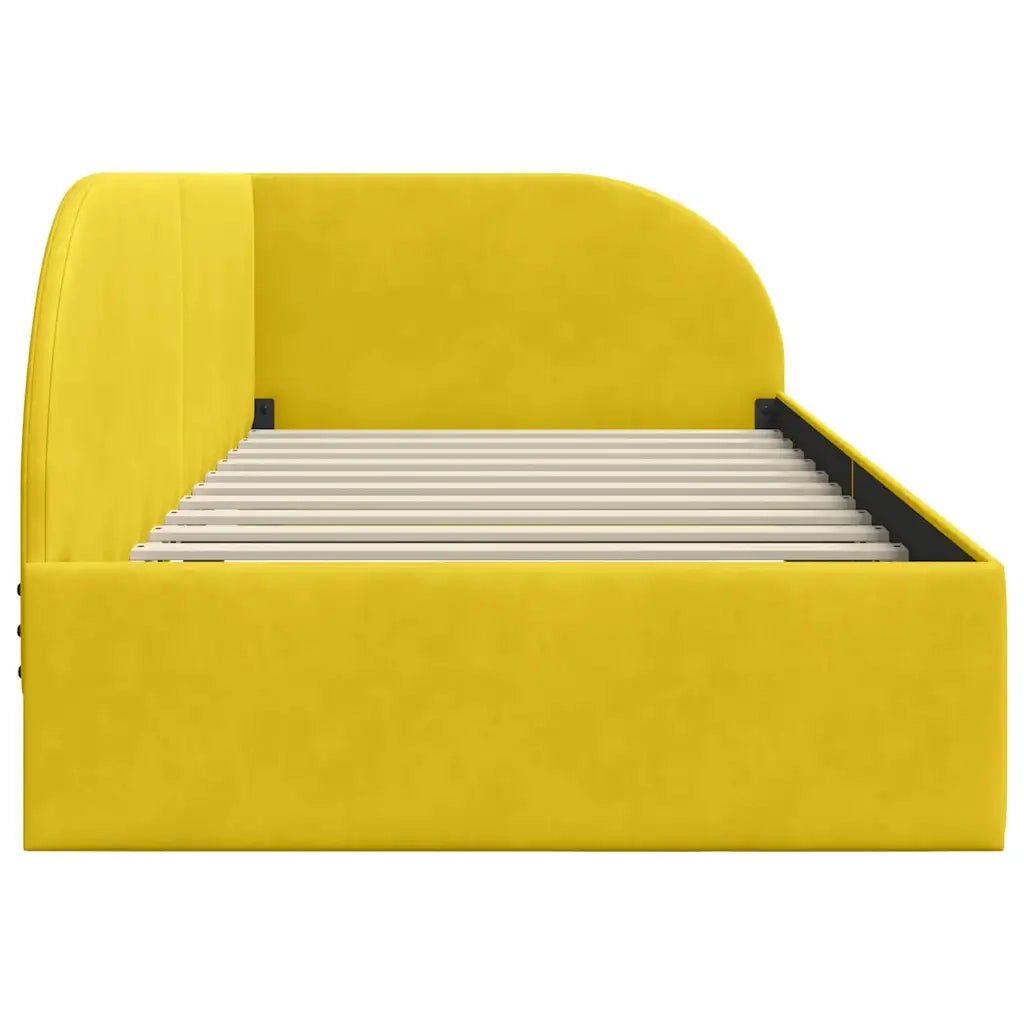 Cornice del letto ad angolo Giallo 100 cm x 200 cm Velluto