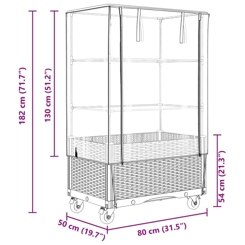 Letto Rialzato con Copertura e Ruote Effetto Rattan 80x50x182cm 4015822
