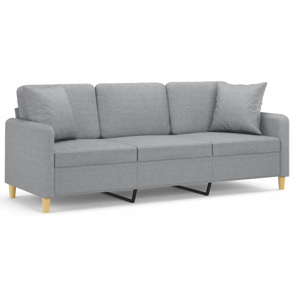 Divano a 3 Posti con Cuscini-Sofa 3 Posti con Cuscini Grigio Chiaro 180 cm in Tessuto 102724