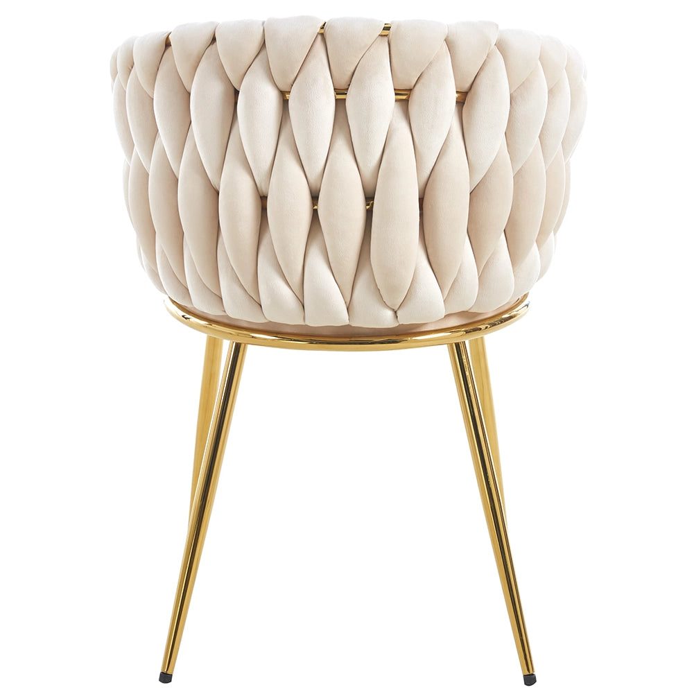 Kit 2pz Sedia Poltrona in Metallo Oro e Velluto Beige Ergonomica Casa Ristorante Bar