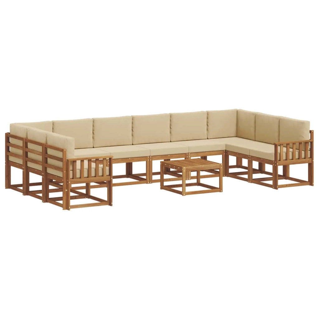 Set di divani da esterno con cuscino 11 pcs Naturale e Beige 3367086