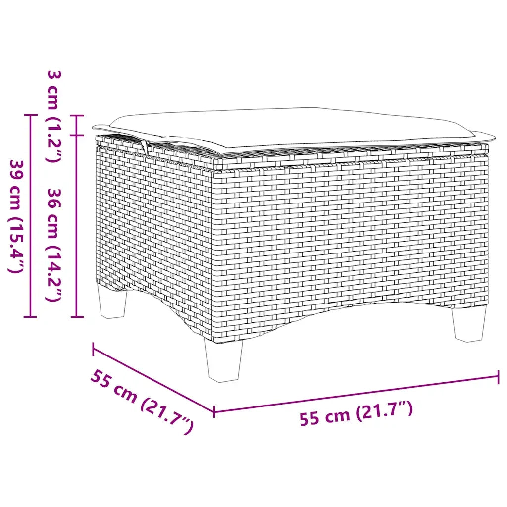 Sgabelli Giardino con Cuscini 2 pz Grigio 55x55x36cm Polyrattan 4108248