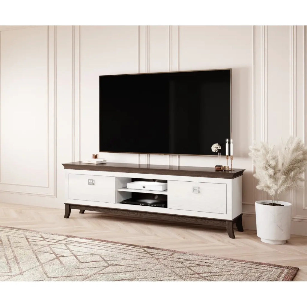 Mobile TV XL 196 cm collezione PALACE. Colore bianco e rovere.