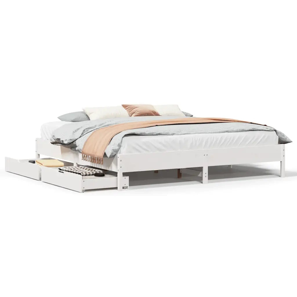 Letto senza Materasso-Struttura Letto Bianco 180x200 cm Legno Massello di Pino 467812