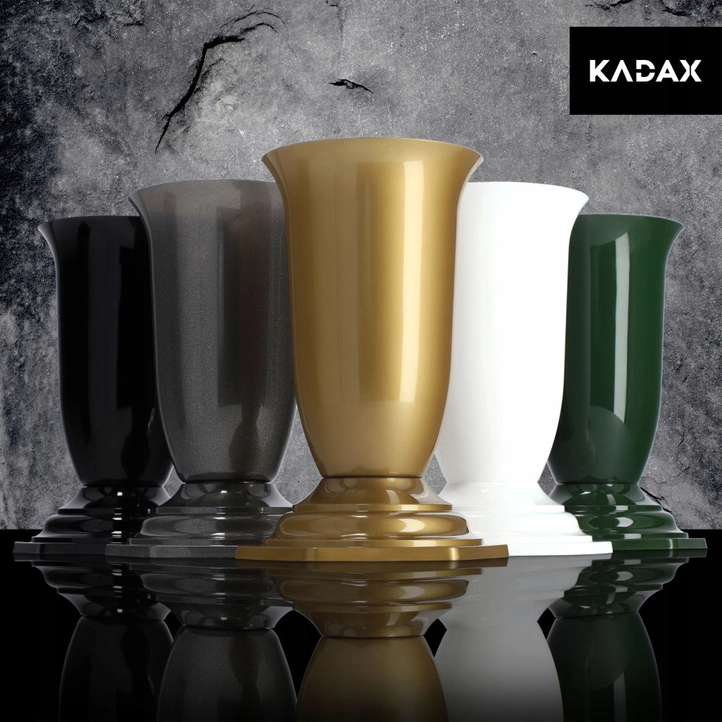 Vaso/bottiglia KADAX per cimitero, tomba, funerale, in plastica bianca, 23 cm, resistente al gelo.