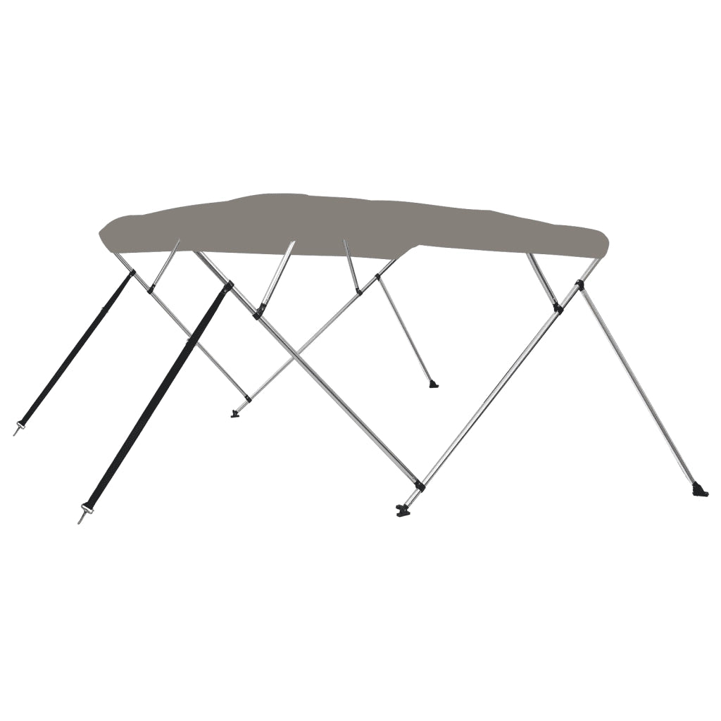 Bimini di Prua con Tendalino 4 Archi Grigio 243x180x137 cm 94806
