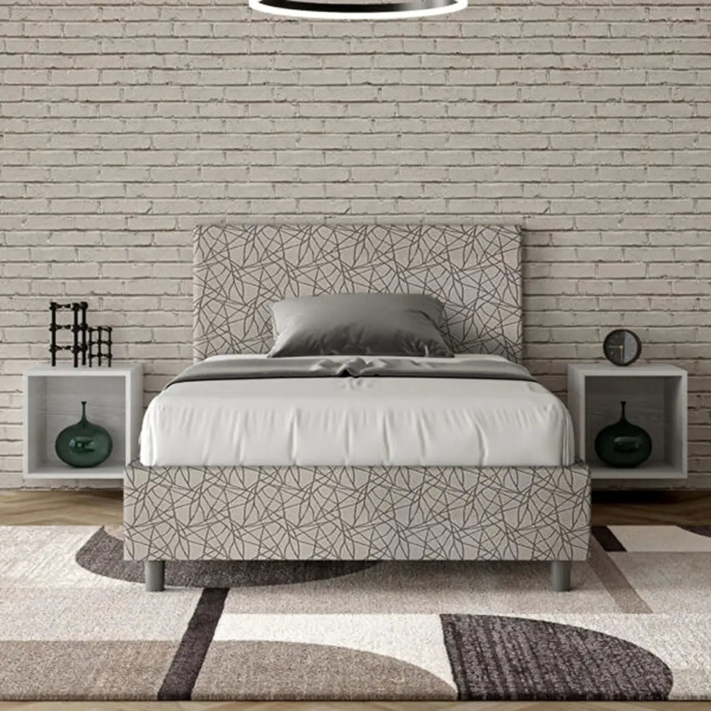 Letto una piazza e mezza senza rete imbottito 120x190 tessuto Era 2 grigio Adele