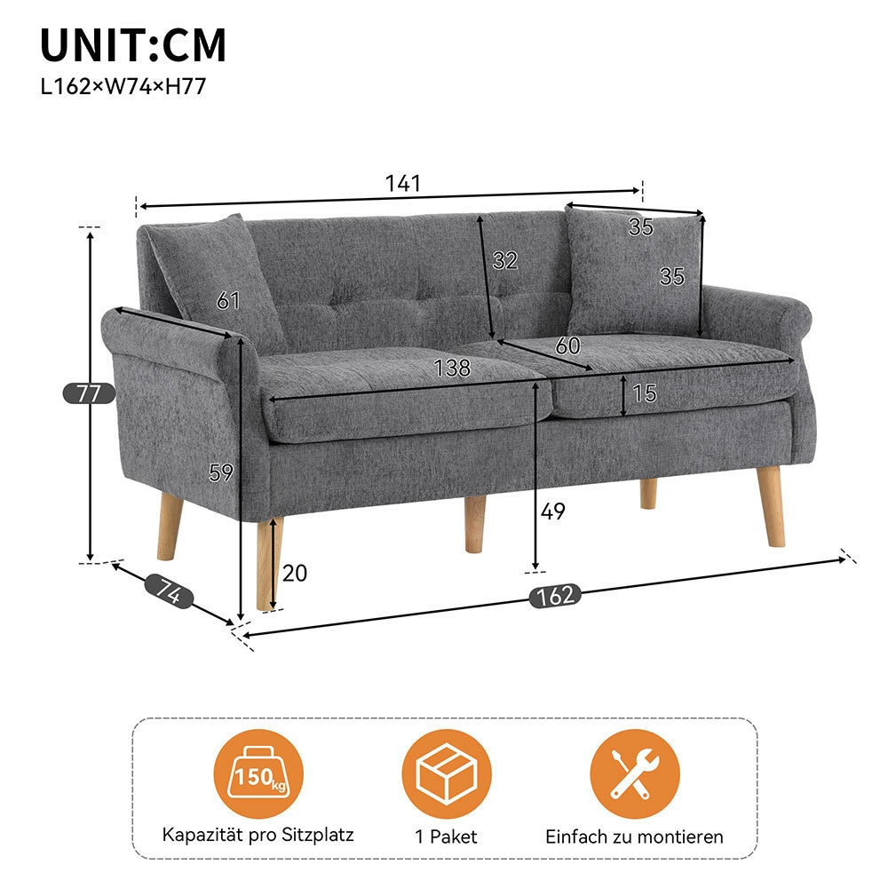 Divano 2 posti - Xylo - tessuto chenille con cuscini spessi design moderno