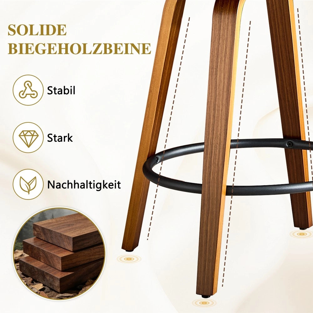 Set 2 Sgabelli da Bar con Schienale Floreale ¨C MINIMAL ¨C Legno Curvato, Ecopelle, Metallo, Moderno