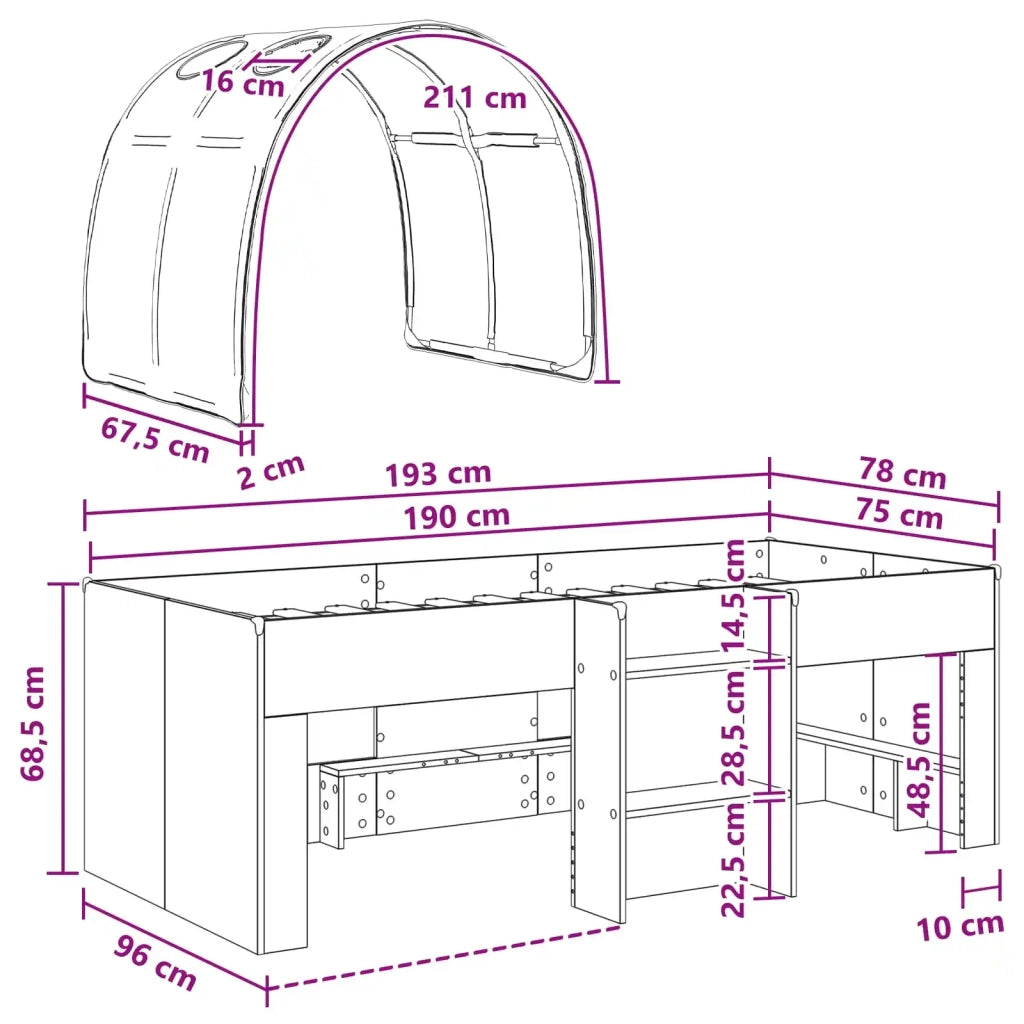 Letto con Tunnel 3 pz Sonoma e Azzurro Chiaro 3423576