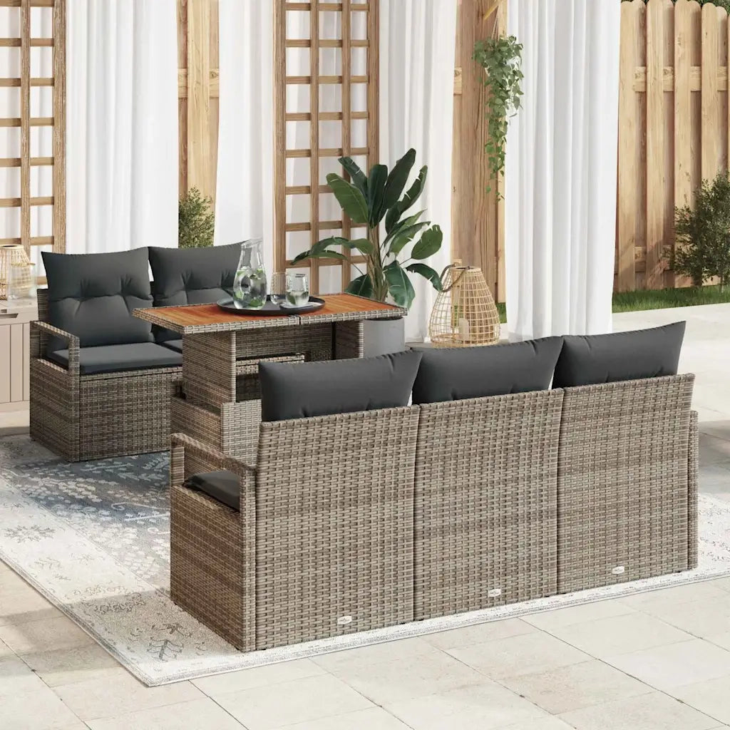Set Divano da Giardino 6 pcs Grigio Poly Rattan 3358386