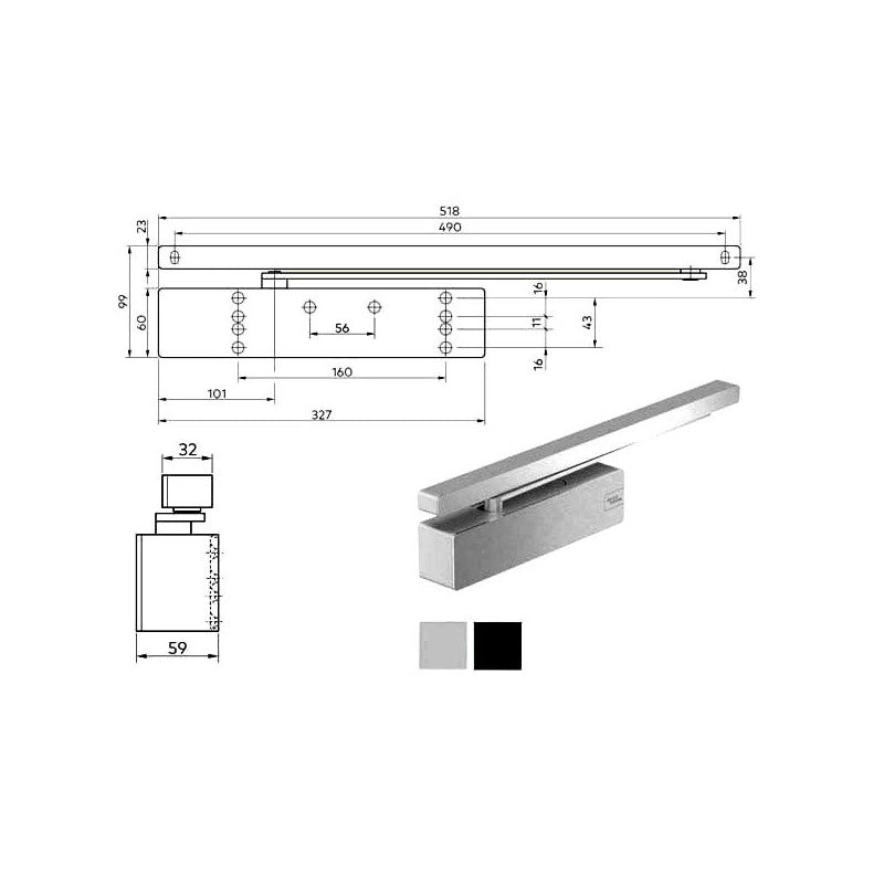 Chiudiporta Aerodinamico Argento Ts 98 Xea Dorma