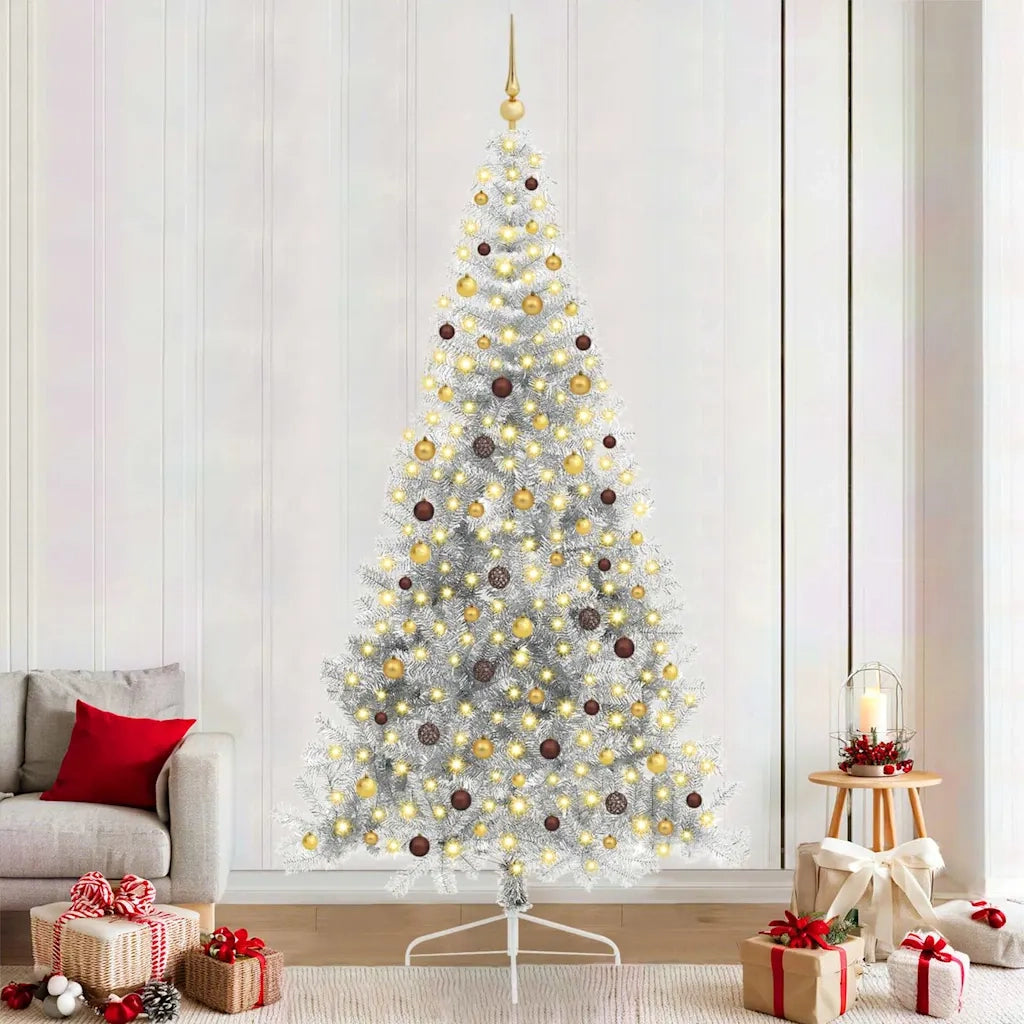 Albero di Natale artificiale con luci integrate Argento 240 cm 3397229