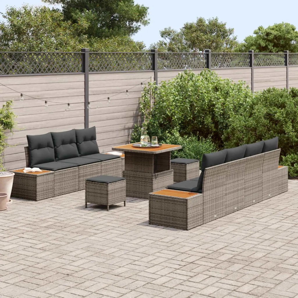 Set Divano da Giardino con cuscino 10 pcs Grigio 3363268