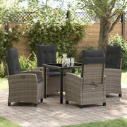 Set da Pranzo per Giardino con cuscino 5 pcs Grigio polyrattan