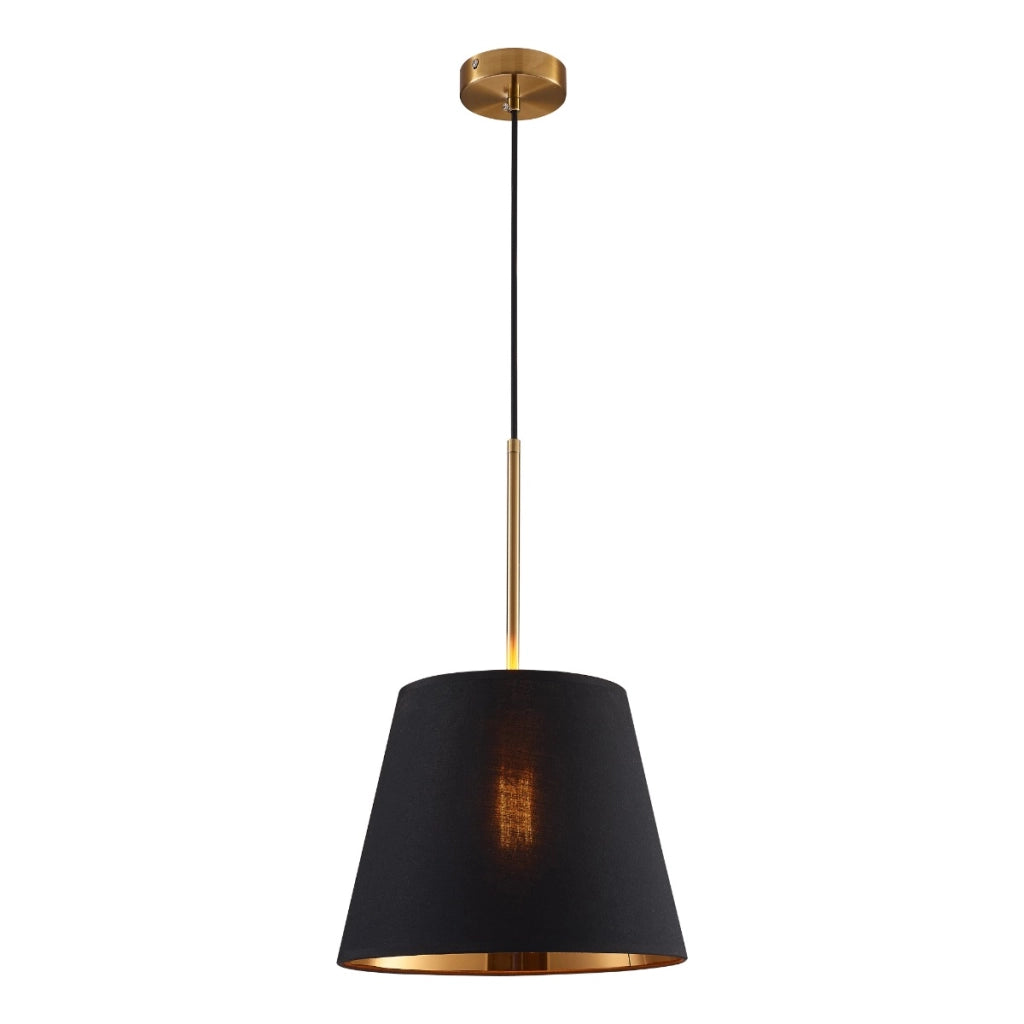 Lampada a sospensione ELENA nero/oro tessuto cono E27 Ø30