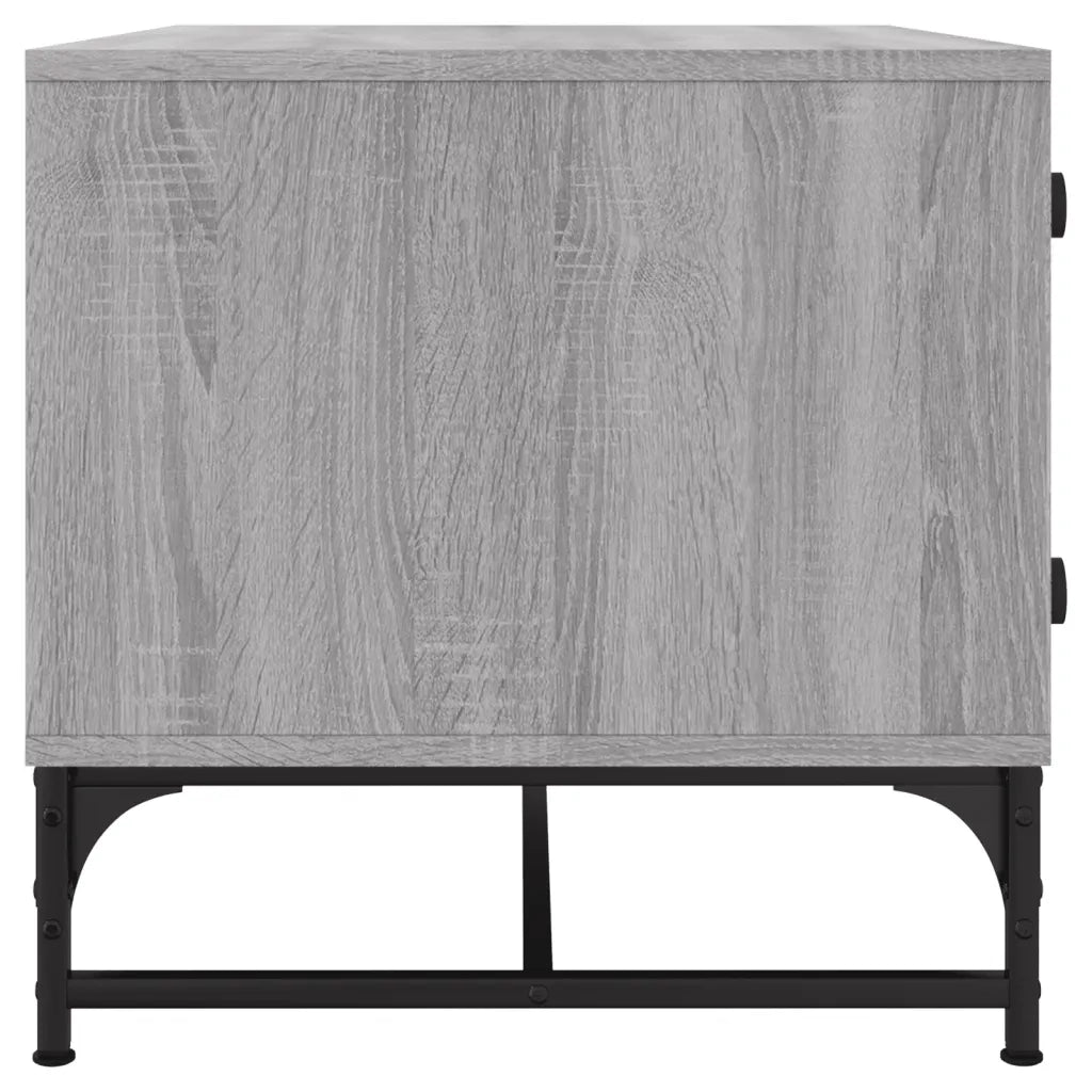 Tavolino Salotto con Ante in Vetro-Tavolino da soggiorno-Tavolo Grigio Sonoma 68,5x50x50 cm
