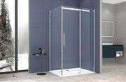Box Doccia 2 lati 100x110 cm SENZA TELAIO H200 cm da 8mm: lato fisso + porta scorrevole FIORE Satinato