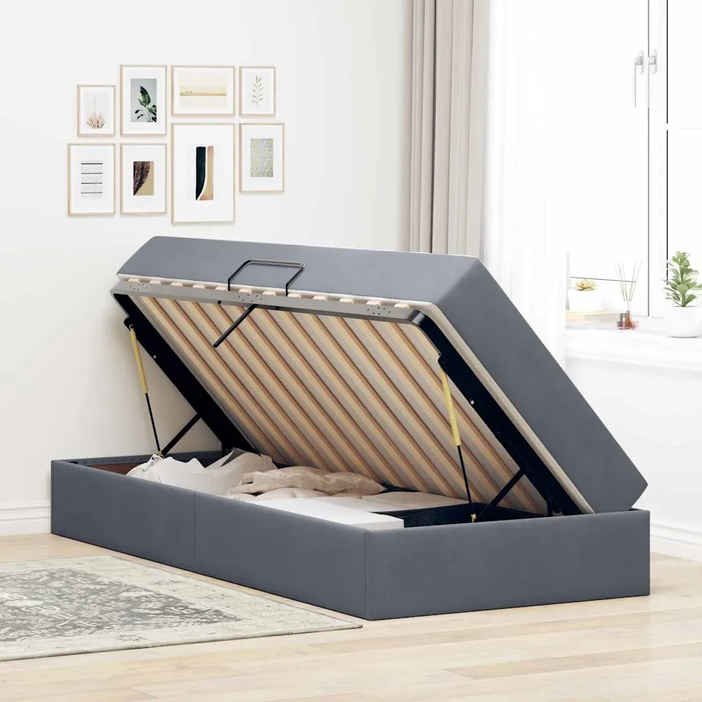 Letto con contenitore e materasso Grigio scuro 90 x 200 cm 3399695