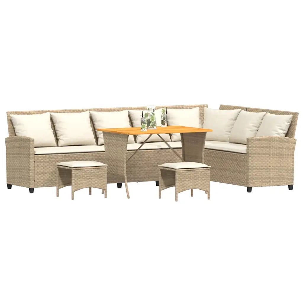 Set Divano da Giardino 4 pz con Cuscini a L Beige in Polyrattan 3365327
