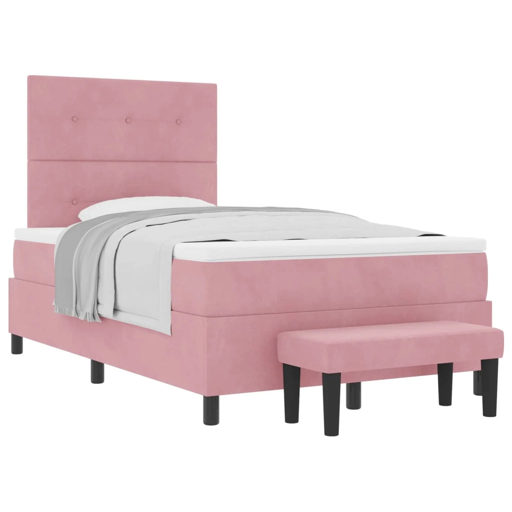 Letto a molle con materasso Rosa 120 x 200 cm Velluto