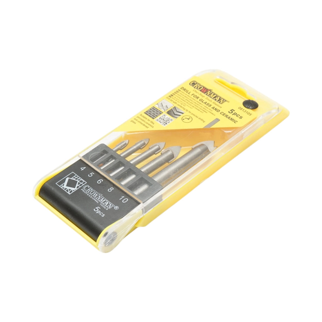 Set di 5 punte da trapano Crownman da 4-10 mm per vetro e ceramica