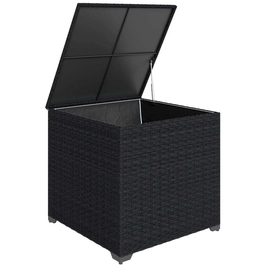 Cassa per esterno in rattan 253L con cerniera e telaio in acciaio nero ¨C Minimal ¨C nero