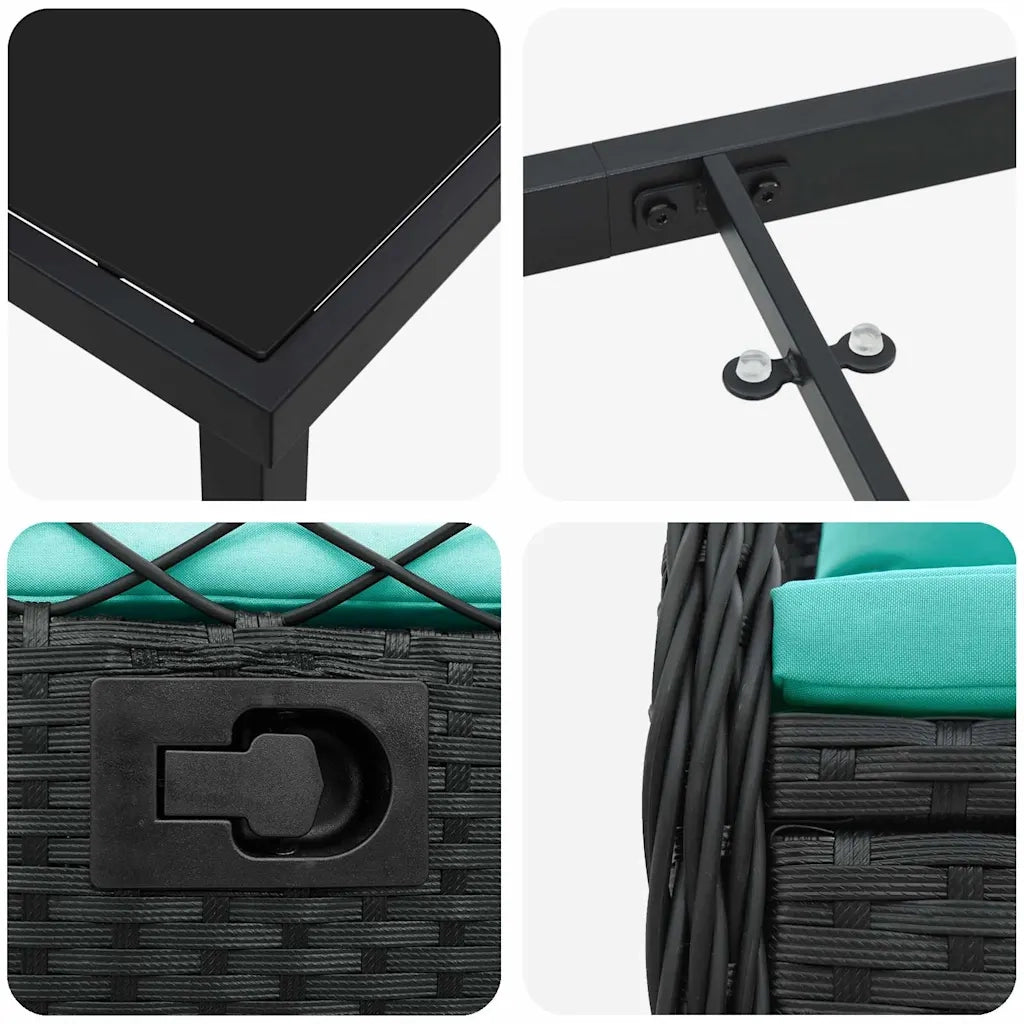 Set da Pranzo per Giardino 5 pcs Nero polyrattan 3381060