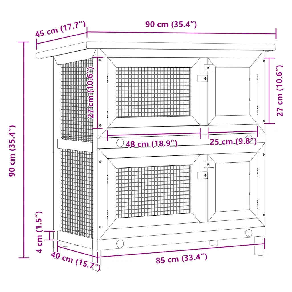 Conigliera per Esterni con 4 Porte Grigia in Legno cod mxl 52877